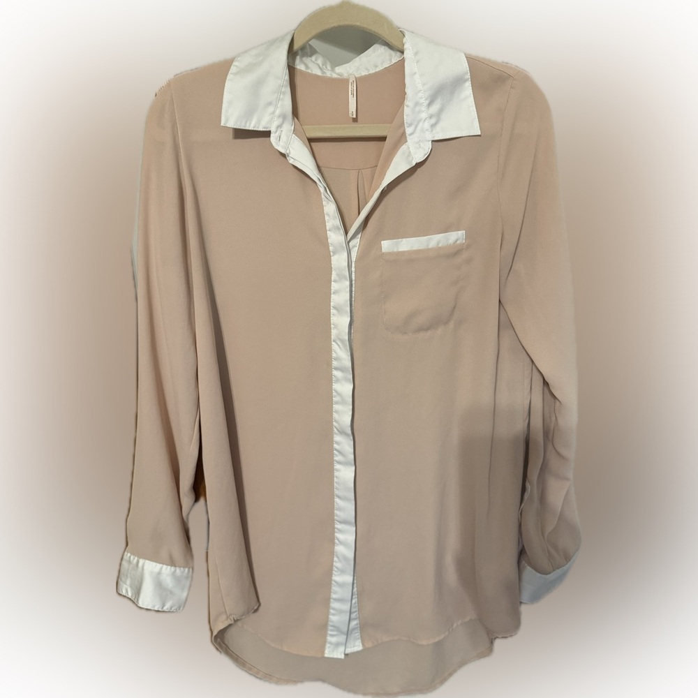 Free People Chiffon Button Up Tunic Blouse